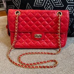 Koret vintage quilted red leather bag soft nice Preowned.